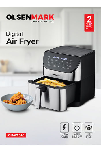 Olsenmark Digital Air Fryer  6 L 1500 W OMAF2346R Black and Silver