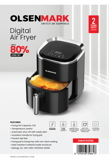 Olsenmark Digital Air Fryer 3.5 L 1200 W OMAF2430 Silver