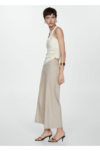 MANGO Woman Beige Women's Trousers 67019405