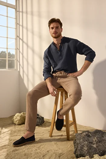Trendyol Collection Beige Limited Edition 100% Linen Regular Fit Trousers Tmnss24Pl00018