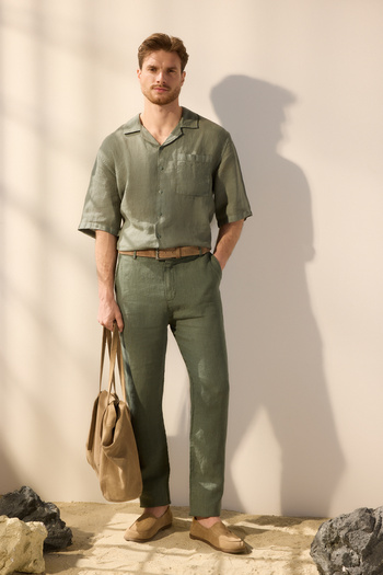 Trendyol Collection Khaki Limited Edition 100% Linen Regular Fit Trousers