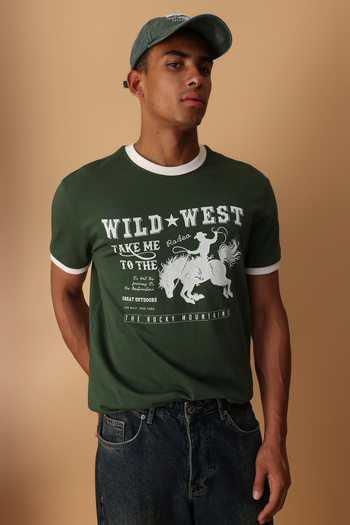 Trendyol Collection Khaki Modern Herritage Regular/Normal Cut 100% Cotton Printed T-Shirt Tmnss25Ts00126