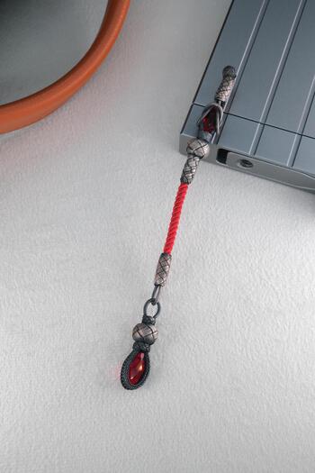 dergah tesbih Silver Kazaziye Whips with Red Stones