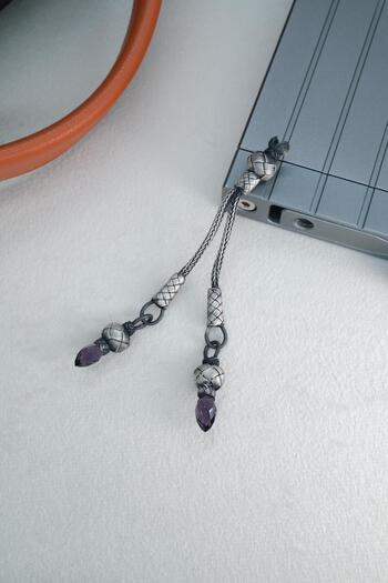 dergah tesbih Silver Kazaziye Whips with Purple Stones