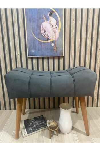 Arkın Puf Antrasit Gri Ahşap Ayak ,spor Puf , Modern Tasarım ,düz Taytüğ Kumaş