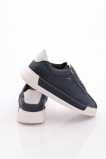DGN Erkek Sneakers Ayakkabı Hakiki Deri Mavi Nubuk 156931075