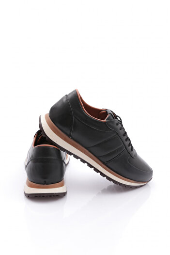 DGN Erkek Sneakers Ayakkabı Hakiki Deri Siyah 92131081