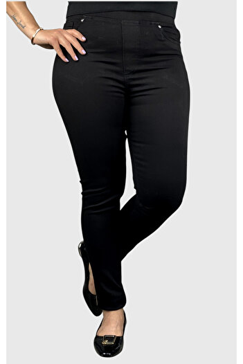 Barato Large Size Black Premium Full Lycra Denim Leggings Trousers