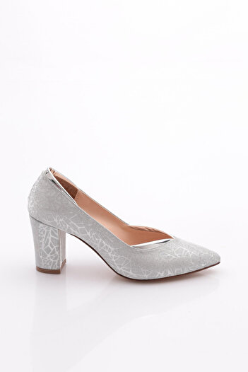DGN Pantofi de damă cu toc cu model argintiu 2169102621