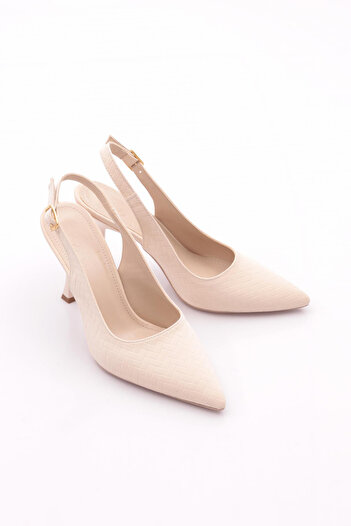 DGN Women's Pointed Toe Heeled Shoes Beige 61423534