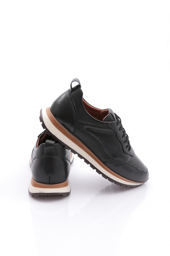 DGN Erkek Sneakers Ayakkabı Hakiki Deri Siyah 52131081
