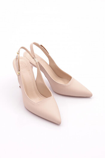 DGN Women's Pointed Toe Heeled Shoes Beige 61583534