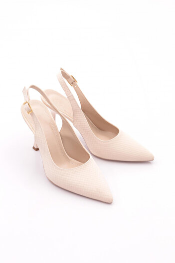 DGN Women's Pointed Toe Heeled Shoes Beige 61433534