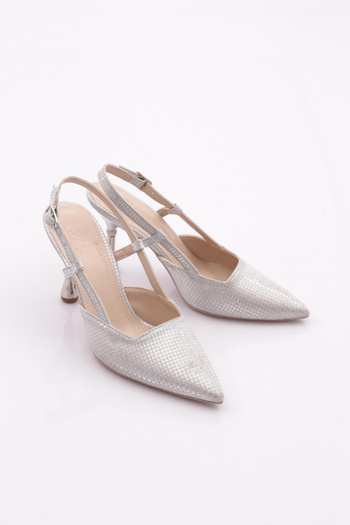 DGN Women's Pointed Toe Heeled Shoes Silver 61323534