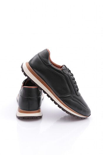 DGN Erkek Sneakers Ayakkabı Hakiki Deri Siyah 91131081