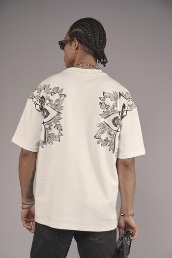 king brich Back Ethnic Pattern Printed Oversize Fit T-Shirt