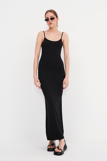 Addax Adjustable Thin Strap Long Dress