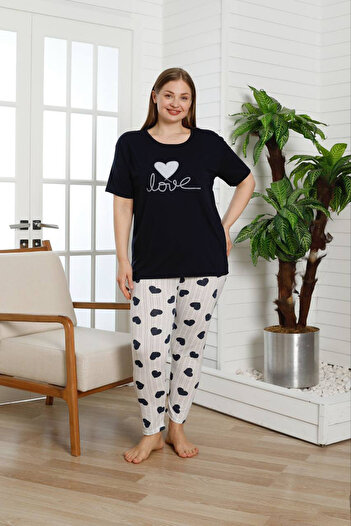SEBOTEKS Women's 100% Cotton Short-Sleeve Plus Size Pajamas Set 8000