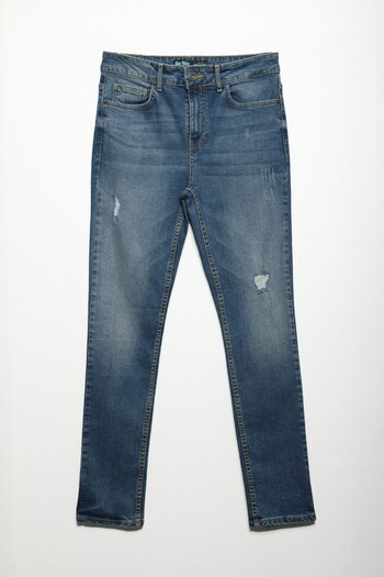 Bluewhite Men's Ripped Detail Lycra Skinny Fit Light Blue Jean Trousers