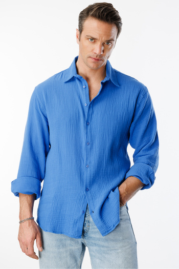 GENIUS STORE Oversize Basic Ανδρικό Μουσελίνα Πουκάμισο ΑΝΔΡΙΚΟ-ΜΟΥΣΛΙΝ-ΠΟΥΚΑΜΙΣΟ