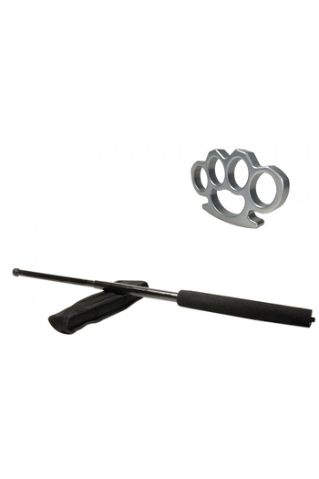 Depox Set of black telescopic cane 50 cm + silver box 0.5 cm thick