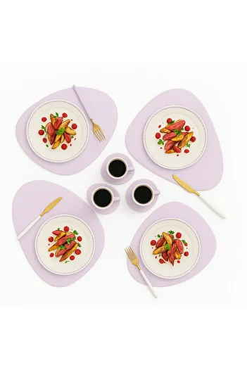 Walter White 4-Piece American Service Plate and Coaster Pu Leather Lilac