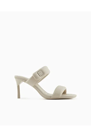 Armani Exchange Women's Padded Double Strap Logo Patterned Beige Slippers Xdp060 Xv926-01819