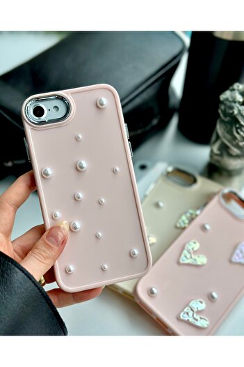 Go Aksesuar Flexible Silicone Case with Pearl 3D Toy Design Compatible with iPhone 7 - 8 - Se 2020 - Se 2022
