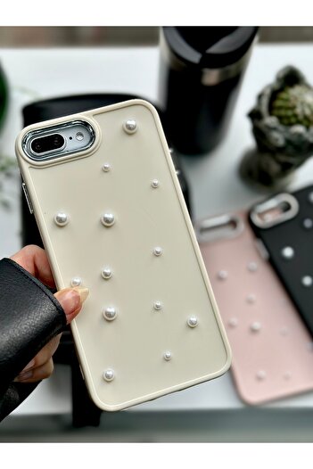 Go Aksesuar Flexible Silicone Case with Pearl Toy Design Compatible with iPhone 7 Plus and 8 Plus