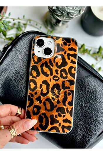 Go Aksesuar Shine Leopard Color Gradient Glossy Design Silicone Case Compatible with iPhone 14 Plus - 15 Plus