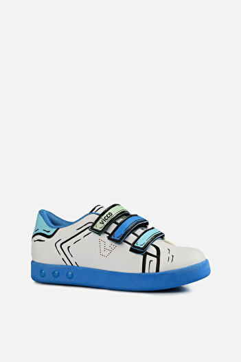 Vicco Picasso Işıklı Erkek Çocuk Beyaz/saks Mavi Sneaker