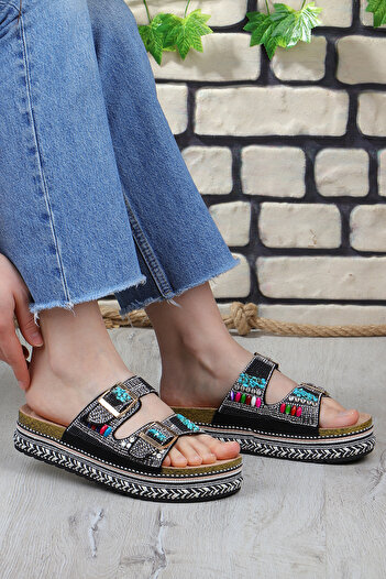 Vojo Quenn Stone Bead Detailed Sea Beach Daily Women's Slippers
