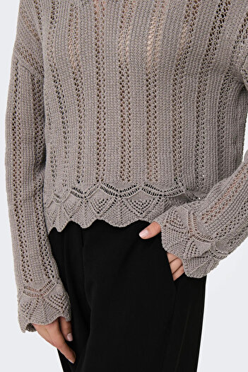 ONLY Women's Long Sleeve Off Shoulder Sweater 15339529   Mink and Detailed Description Features