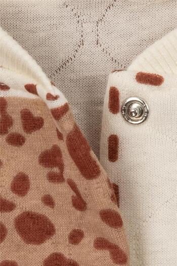 Motebarn Wear Girl's New Season Quilted Muslin Cardigan with Snap Fasteners Brown