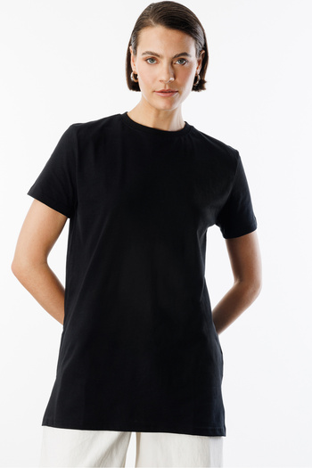 GENIUS STORE Regular Fit Crew Neck Basic Plain Short Sleeve 100% Cotton Tunic Oversize-Tunik