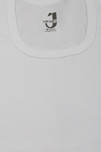 Jakamen White Basic Flexible Fabric 100% Cotton Undershirt