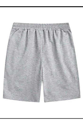 SELENA BUTİK Unisex Gray Straight Relaxed Cut Shorts