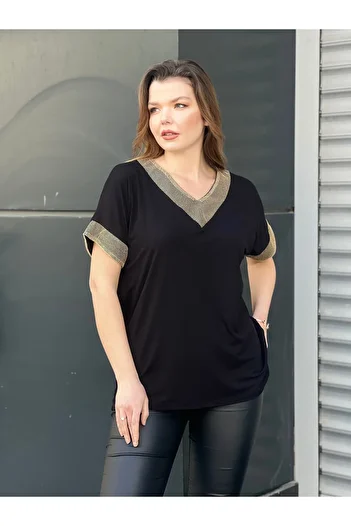 citycenterfashion Women's Plus Size V-Neck Blouse - Mesh Sim (Cty-Xyn-7643) Intermediate Size M-L-Xl-Xxl
