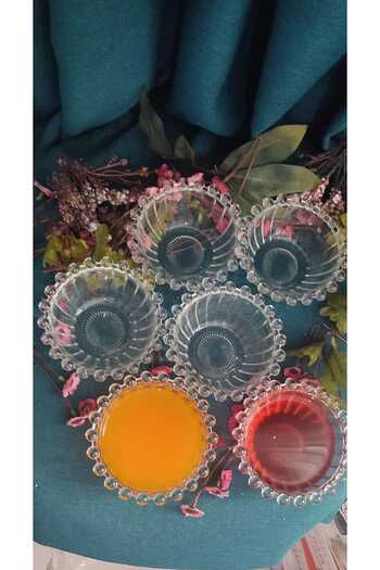 ORTAKÖY CENNETİ Modern 6 Piece Beaded Glass Bowl 240 Cc Volume 12 cm Opening 6 cm Height Suitable for Many Purposes