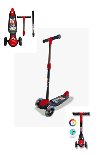 hak-iş oyuncak Swing Işıklı 3 Tekerlekli Scooter Kırmızı