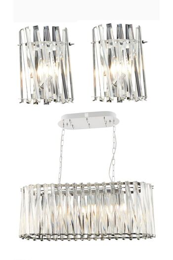 HubRom Set Lustra Cristal HubRom, SAUCER 3963-80-CH 82x88 cm 6xE14-40W Crom / 2 x Aplica Cristal , SAUCER