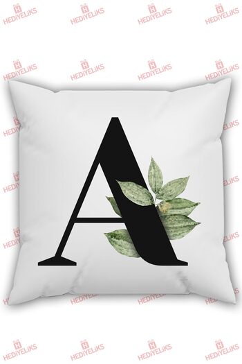 HEDİYELİKS Letter a Alphabet Themed Floral Gift Pillow