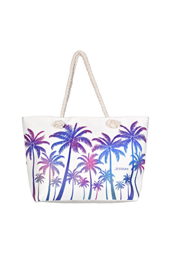 Generic Stylish beach bag with a linen lining and a hemp rope handle, large capacity, water resistant