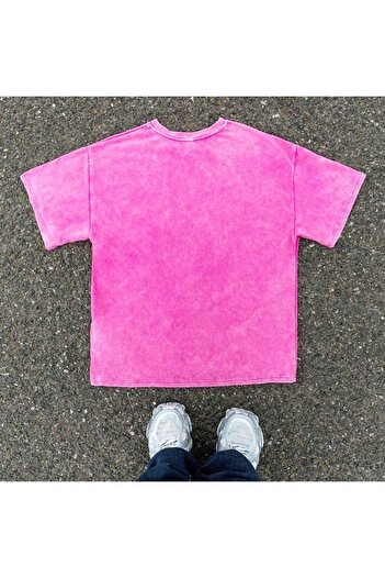Touz Moda Washed Pebble Bambam Printed Oversize Vintage Tshirt