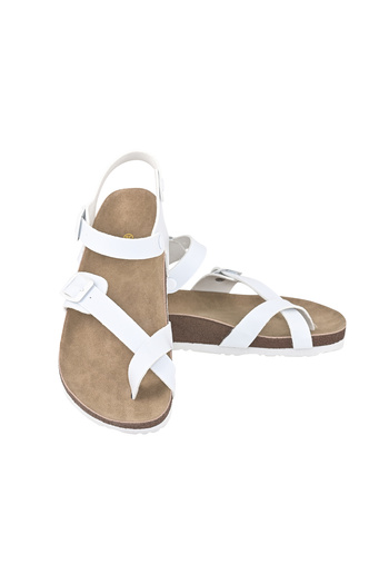 JustBow Unisex Buckle White Anatomical Sole Sandals