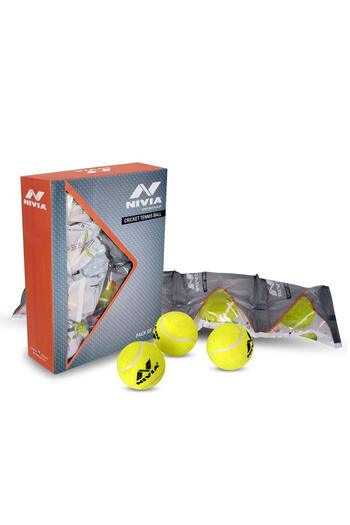 Nivia Cricket Tennis Ball | Yellow | Standard | Rubber | Pack of 12 | 80 Grams | Lightweight | Durable