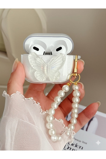 Fibaks AirPods 3Rd Generation Compatible 3D Butterfly Transparent Glitter Shiny Clasp Headphone Case