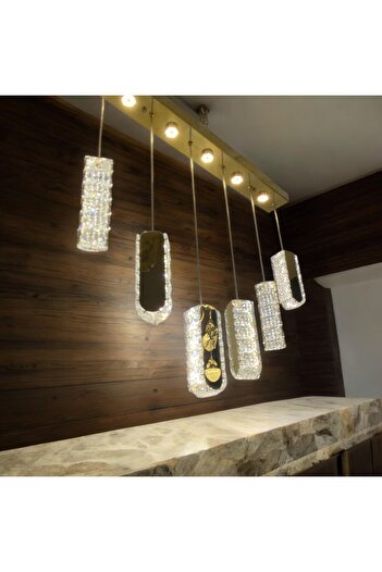 Home Plaket Kristal Taş Işlemli Parlak Gold 6li Parmak Üç Renk (BEYAZ SARI VE GÜN IŞIĞI)
