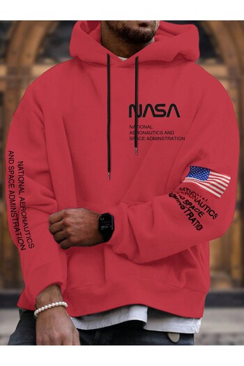 PENTHİLUS Casual Letter Print Hoodie for Men, Simple Design with Casual Feel