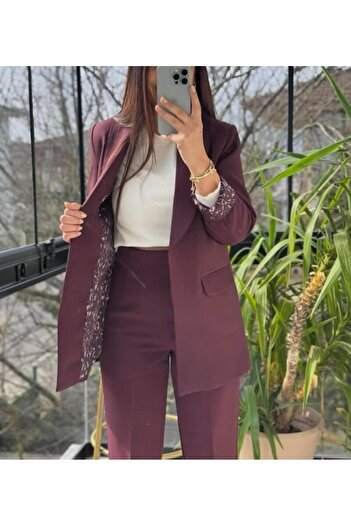 Lavanta Tekstil Blazer Jacket with Shawl Collar Lining Detail